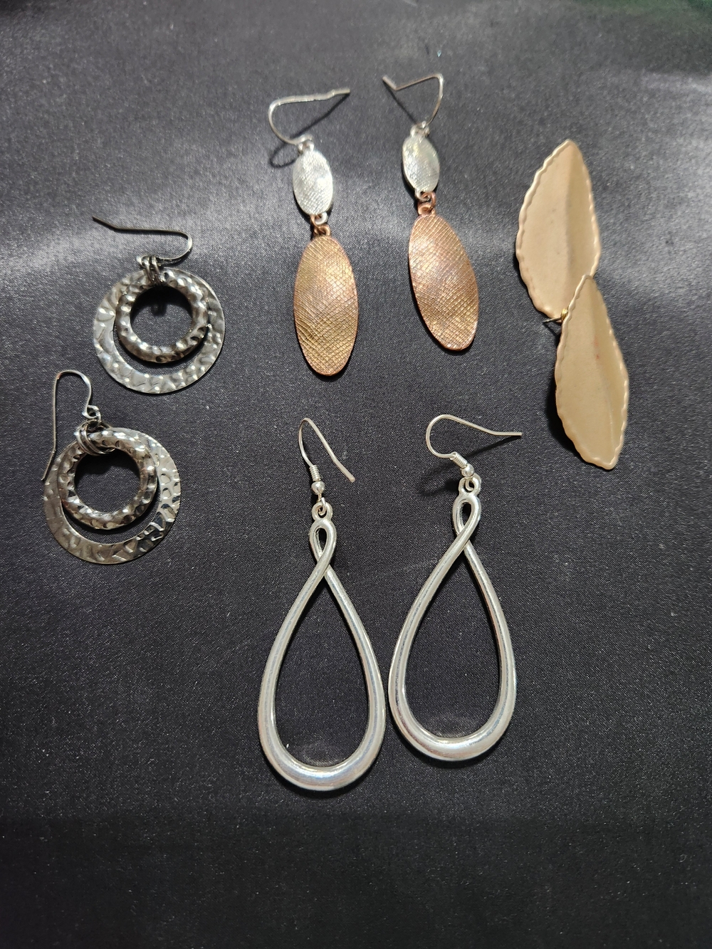 Mixed Metal Teardrop and Disc Earrings - Silver & Gold Tone